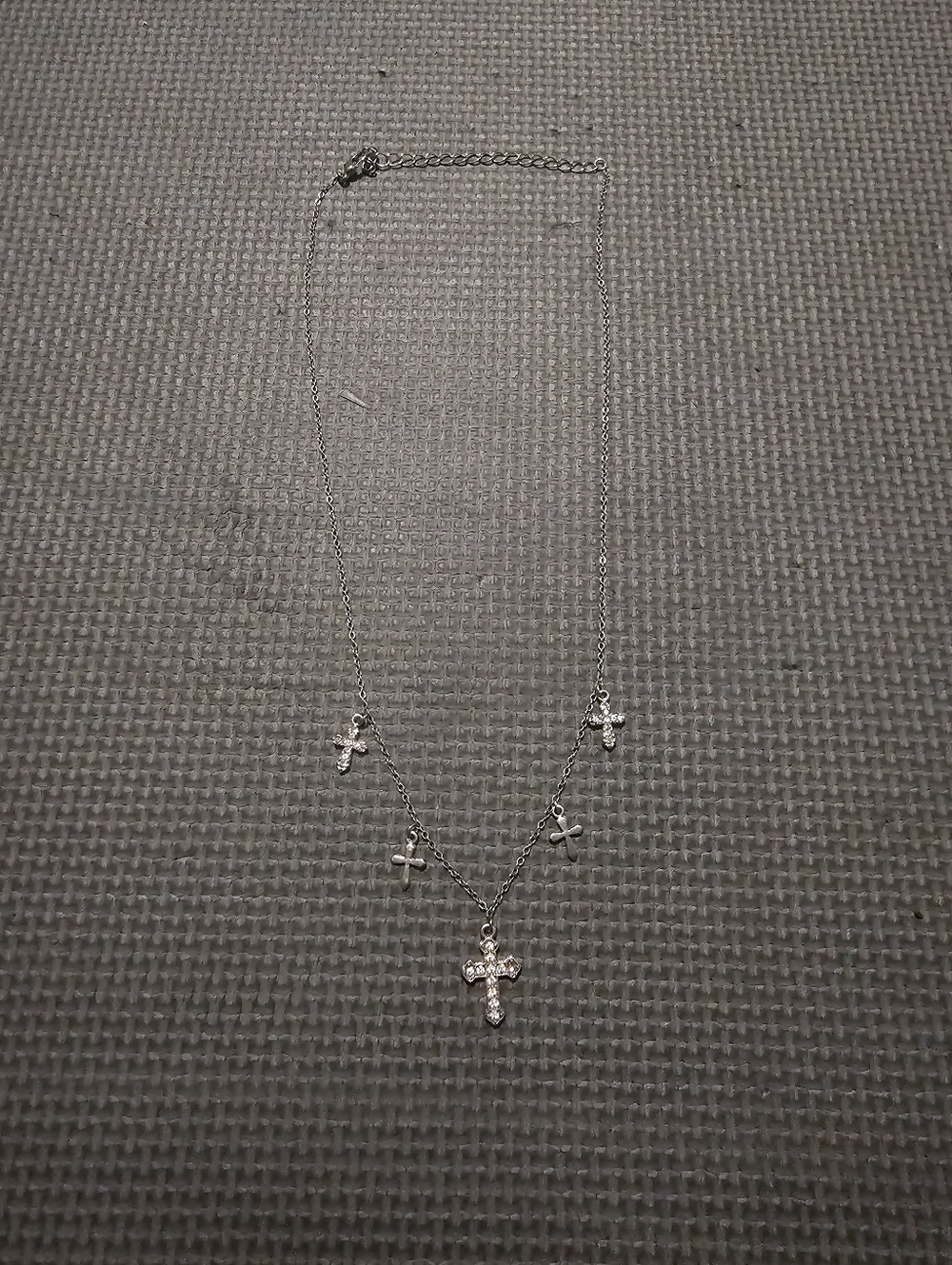 Silver Rhinestone Cross Necklace - Picture 2 of 2